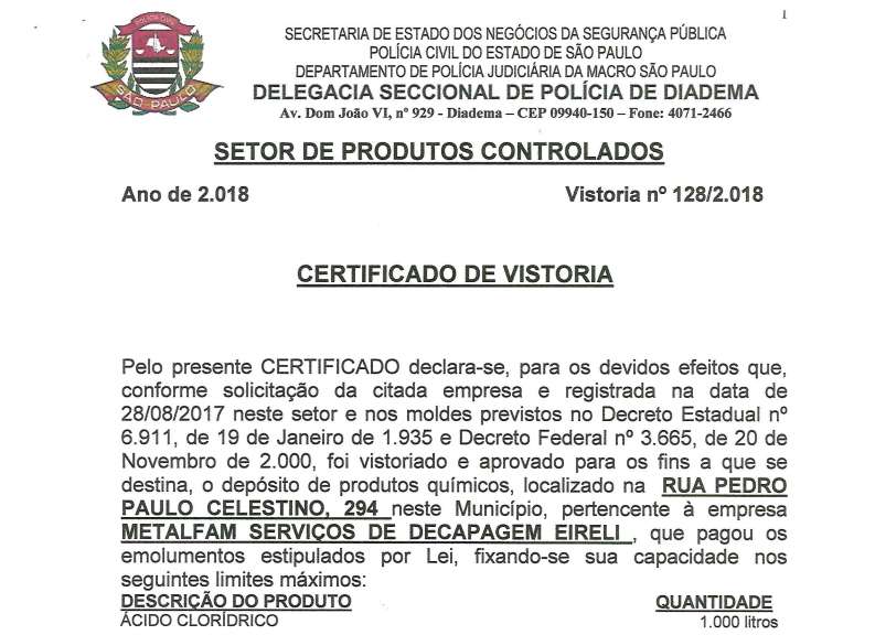 CERTIFICADO DE VISTORIA POLICIA CIVIL 14.08.2018