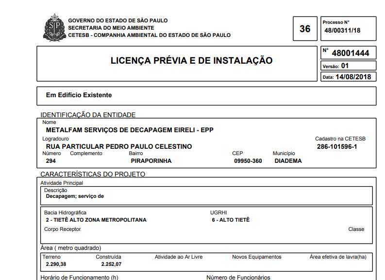 LICENÇA PREVIA CETESB